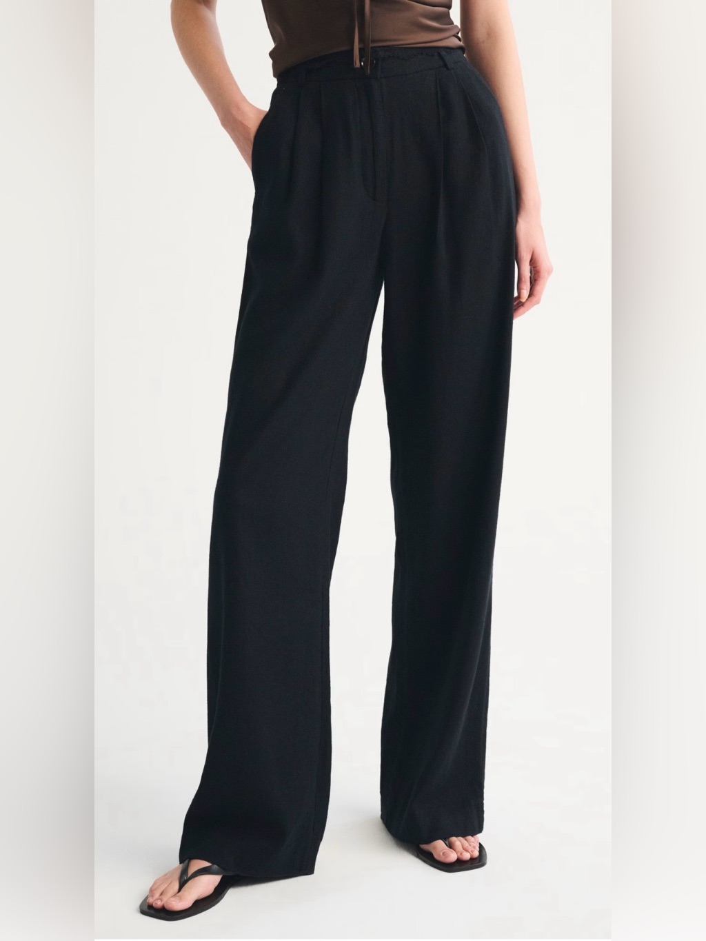 Abercrombie & Fitch Sloane Linen Blend Tailored Wide Leg Pant Size Xxs